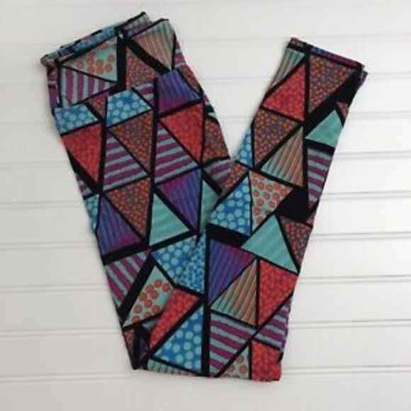 NWT LulaRoe OS Leggings Patchwork Halloween 80s Party Geometric Holiday Cosplay - Picture 1 of 4